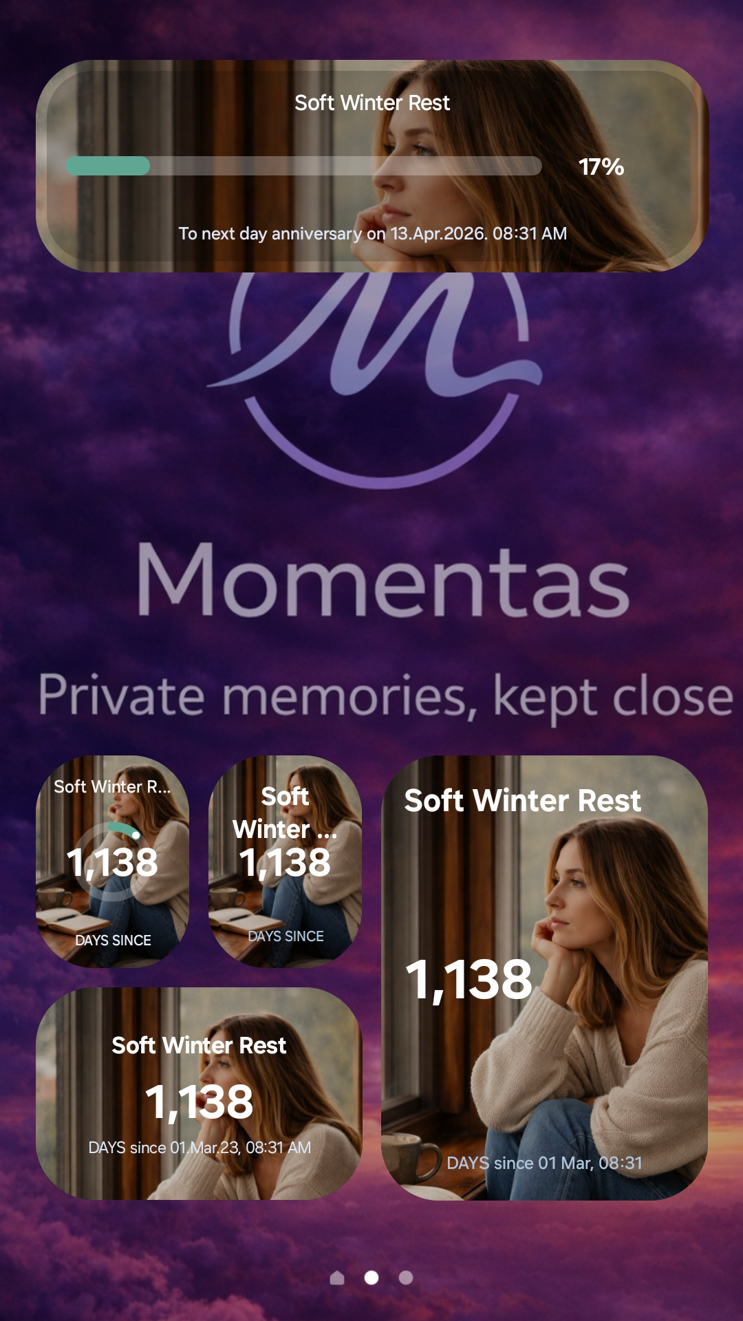 Momentas widget on phone home screen