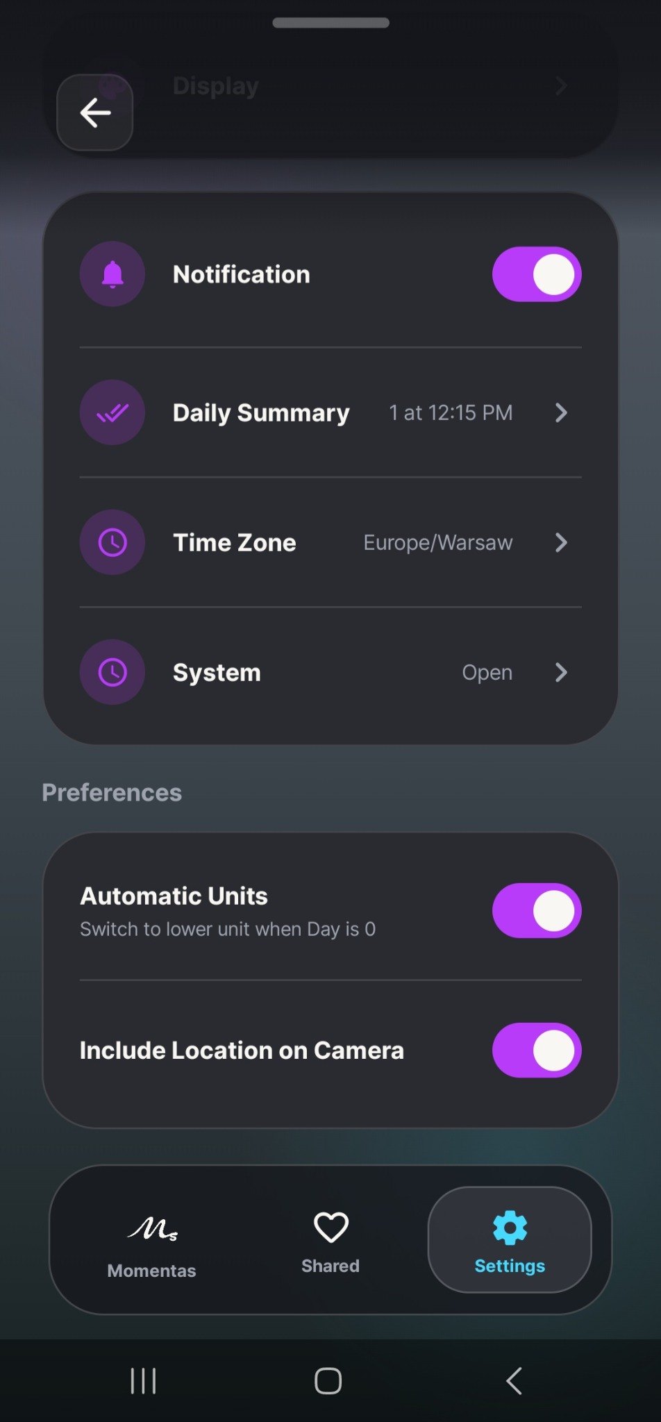 Appearance presets in Momentas